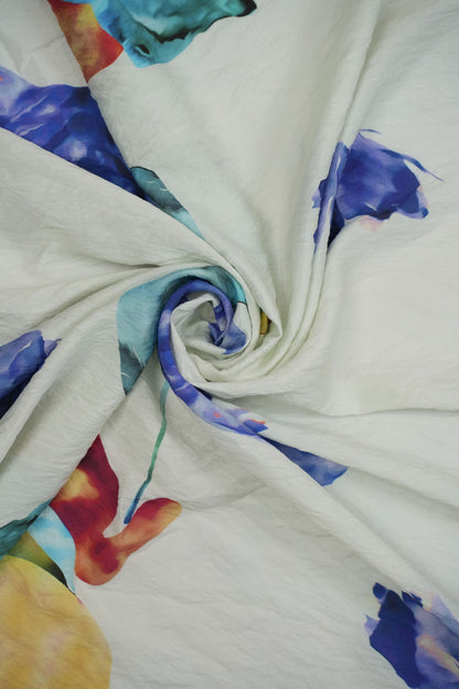 Nature’s Melody Leaf Print Viscose Blend Fabric