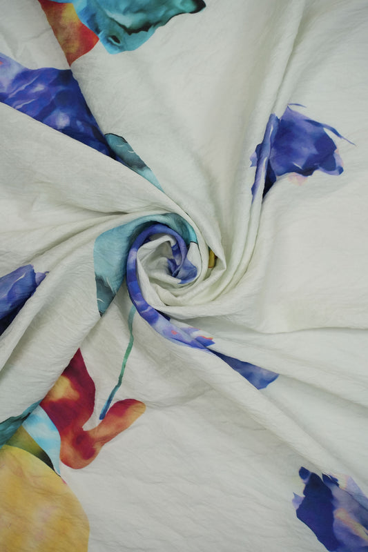 Nature’s Melody Leaf Print Viscose Blend Fabric