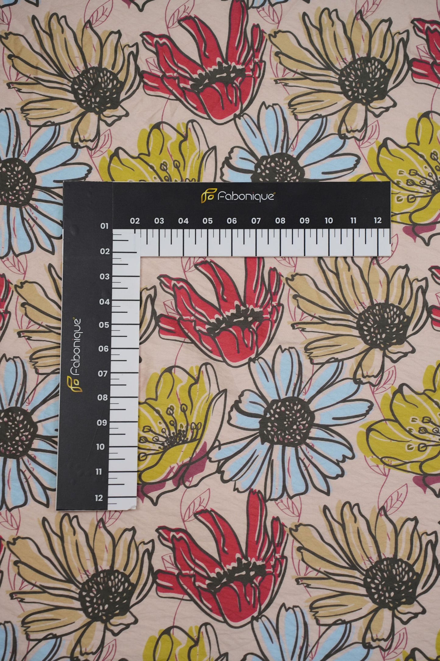 Retro Floral Viscose Nylon Printed Fabric