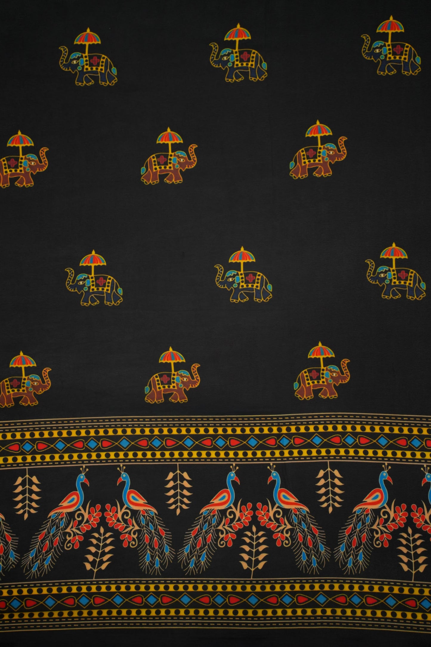 Midnight Peacock Muslin Fabric