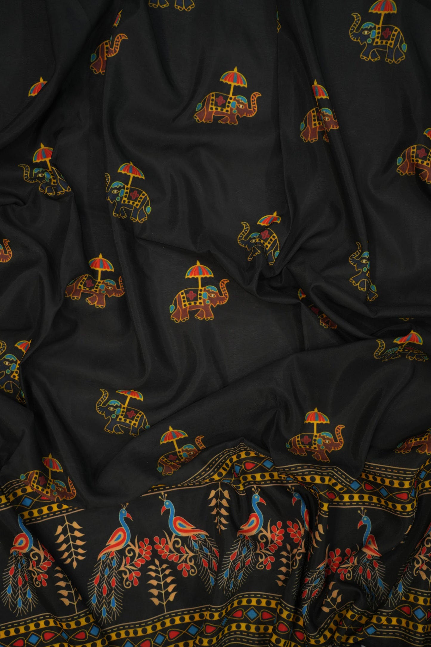 Midnight Peacock Muslin Fabric