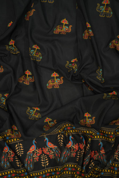Midnight Peacock Muslin Fabric