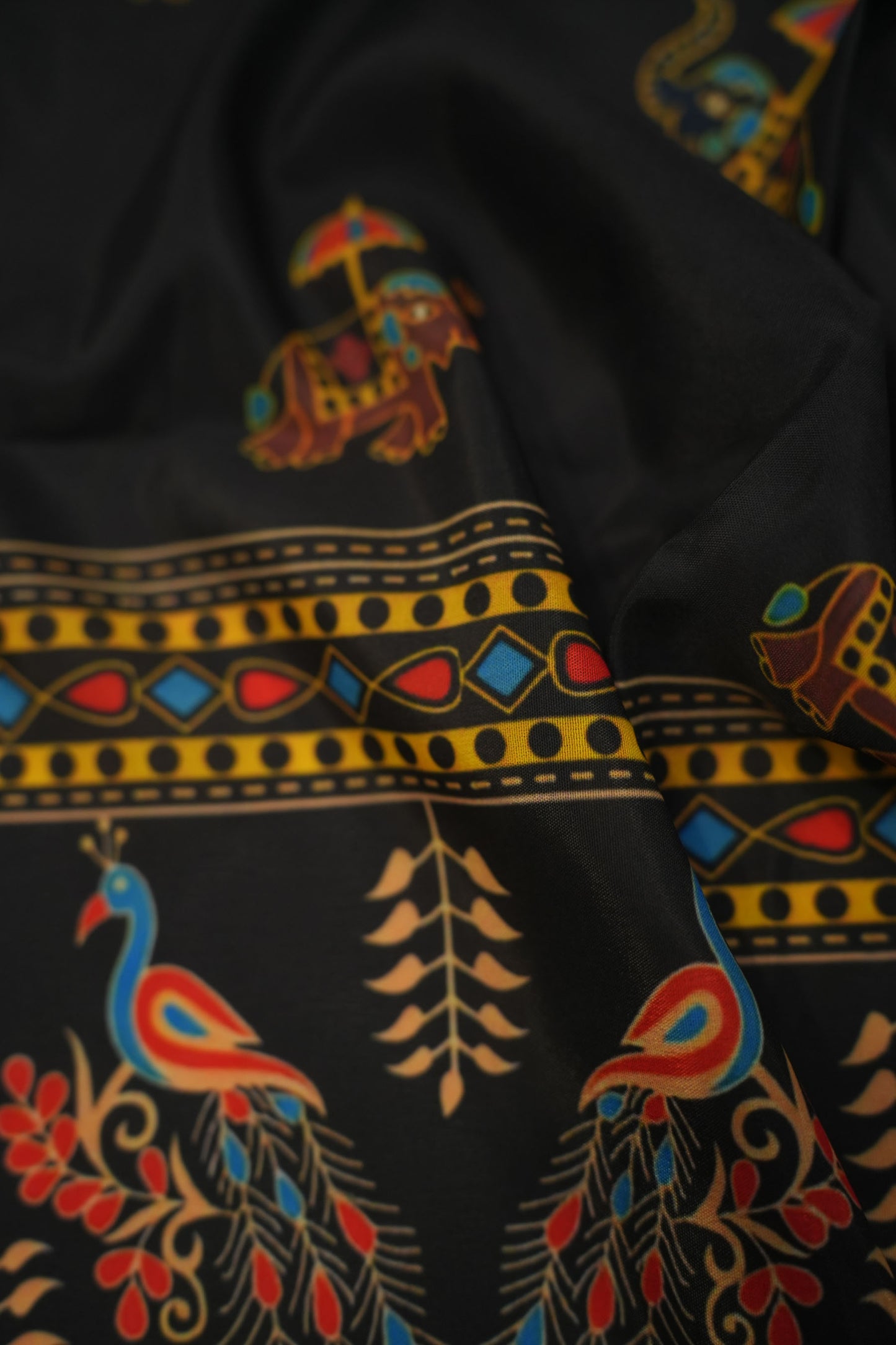 Midnight Peacock Muslin Fabric