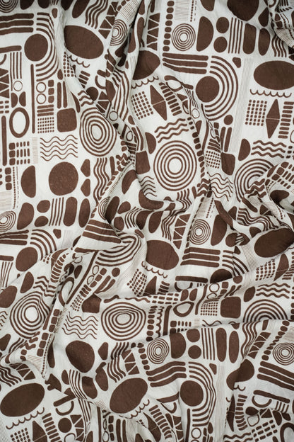 Tribal Mosaic Abstract Viscose Blend Fabric