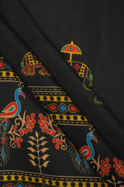 Midnight Peacock Muslin Fabric