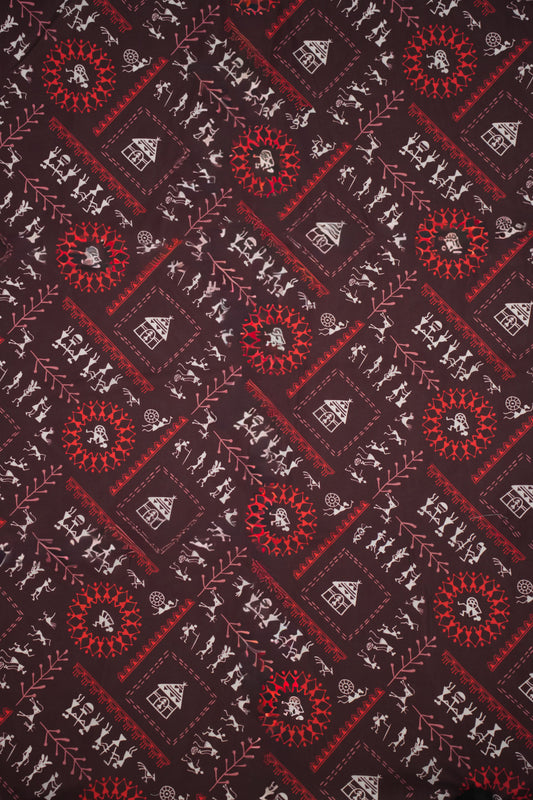 Rustic Warli Muslin Fabric