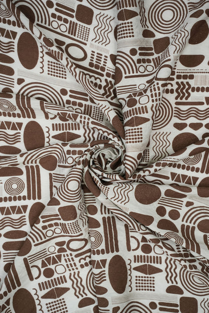 Tribal Mosaic Abstract Viscose Blend Fabric