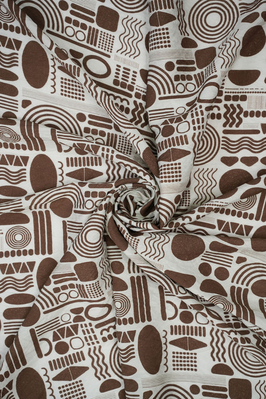 Tribal Mosaic Abstract Viscose Blend Fabric