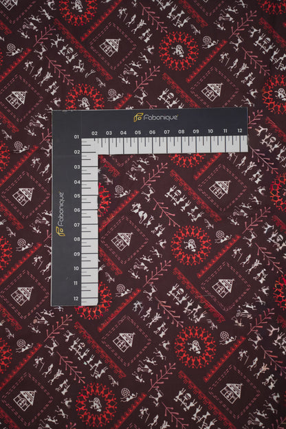 Rustic Warli Muslin Fabric