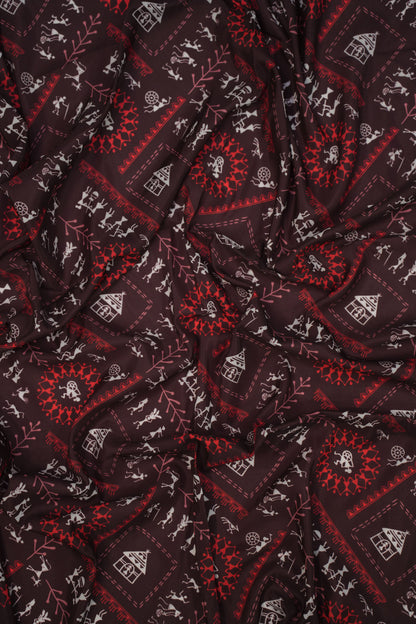 Rustic Warli Muslin Fabric