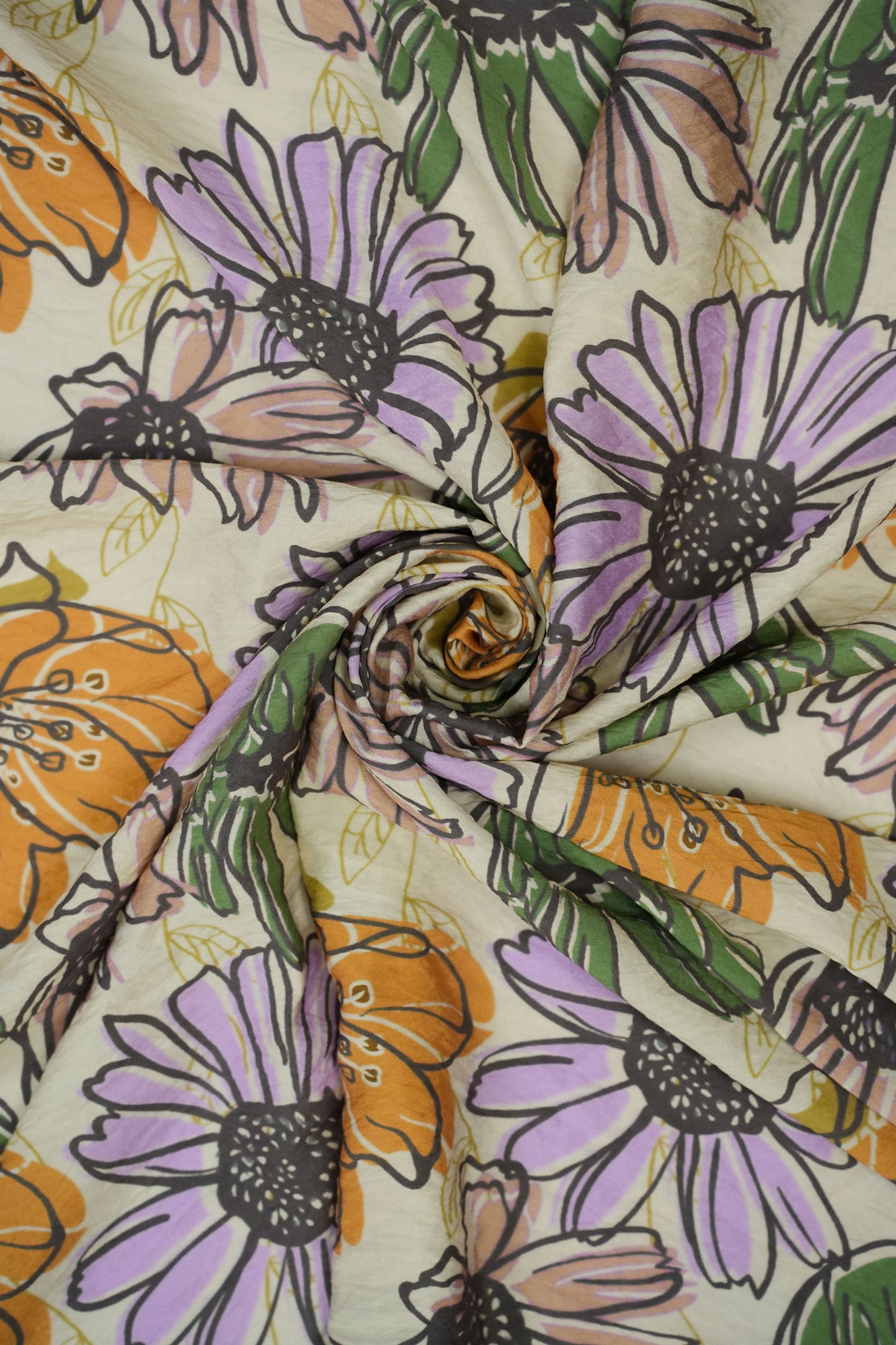 Retro Floral Viscose Nylon Printed Fabric