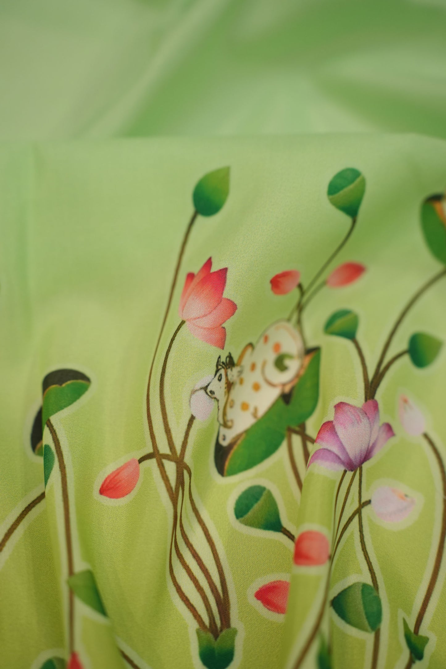 Pastel Lotus Cow Muslin Fabric
