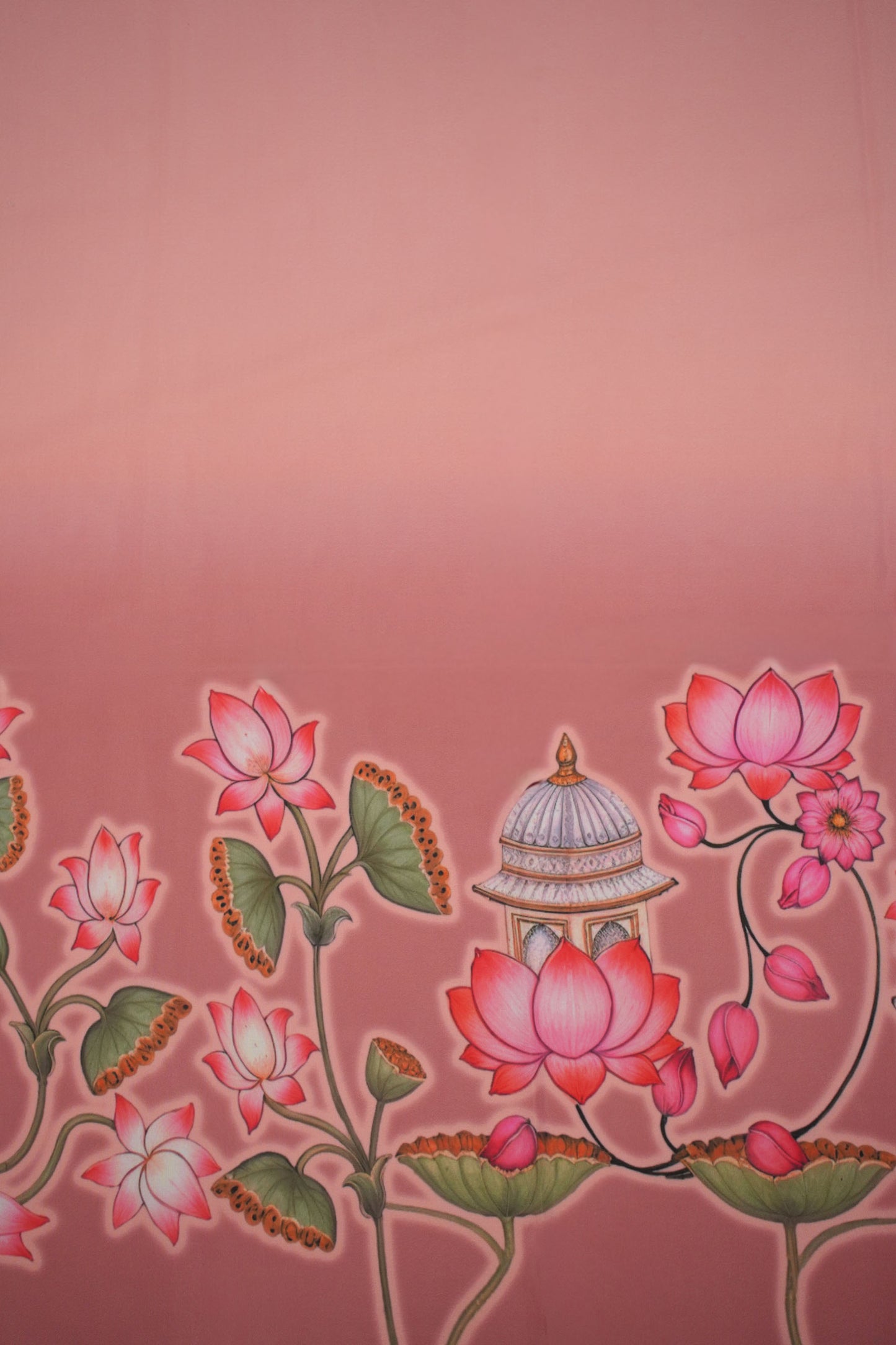 Divine Lotus Cowscape Muslin Fabric