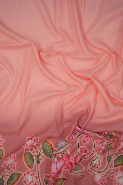 Divine Lotus Cowscape Muslin Fabric