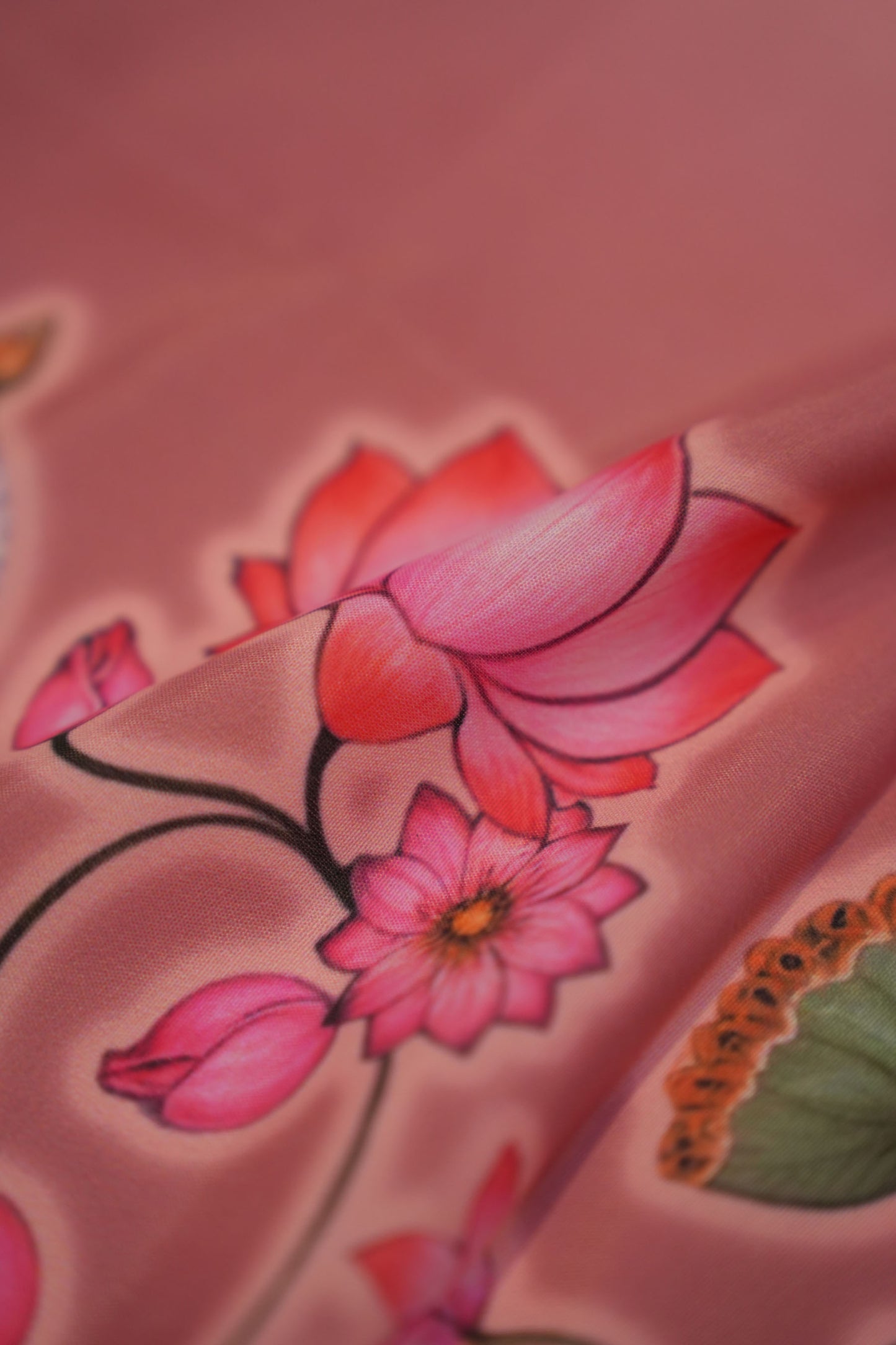 Divine Lotus Cowscape Muslin Fabric