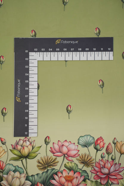 Sage Lotus Bloom Muslin Fabric
