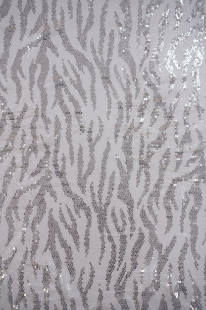 Zebra Luxe Sequins Glam Viscose Georgette Fabric