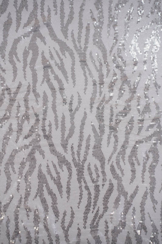 Zebra Luxe Sequins Glam Viscose Georgette Fabric