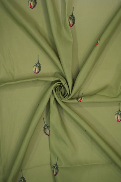 Sage Lotus Bloom Muslin Fabric