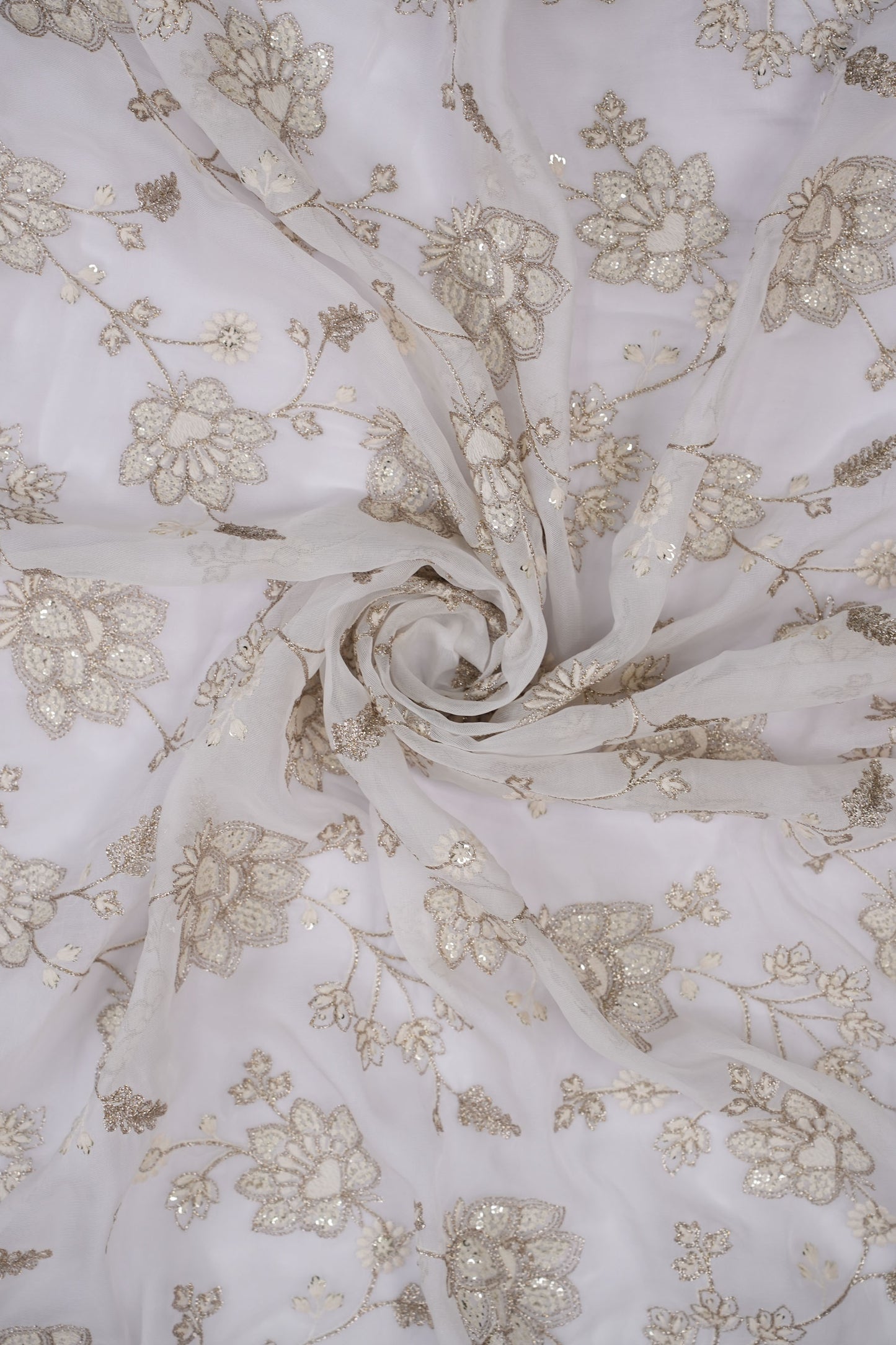 Pearl Lotus Harmony Pastel Floral Viscose Georgette