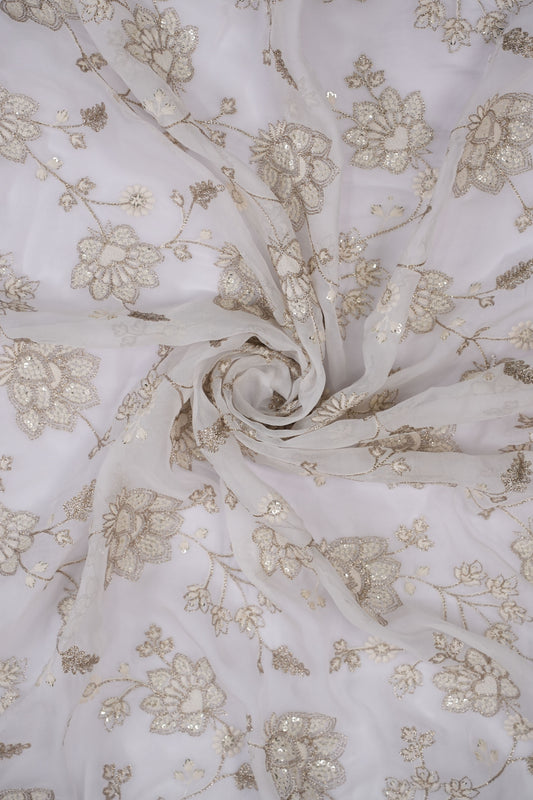 Pearl Lotus Harmony Pastel Floral Viscose Georgette