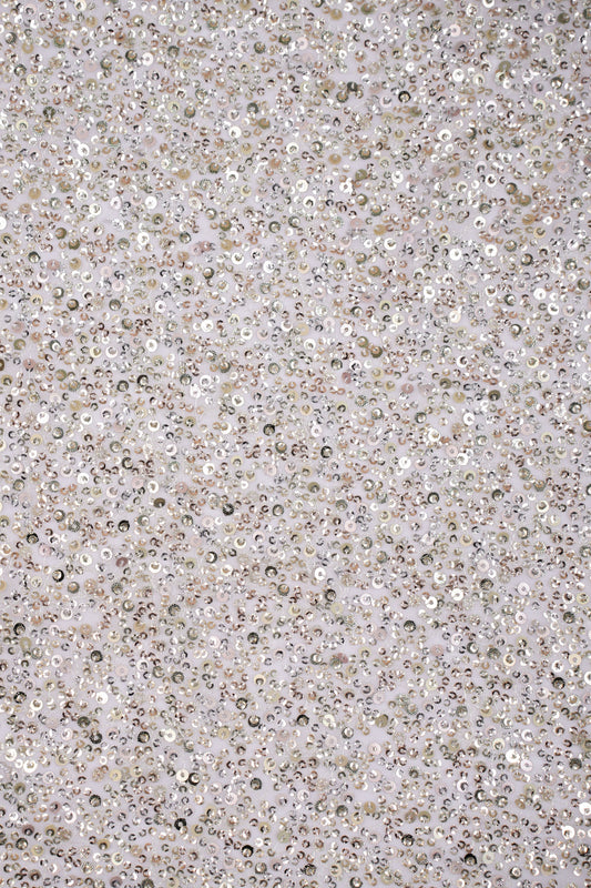 Midnight Spark Sequins Iridescent Viscose Georgette Fabric