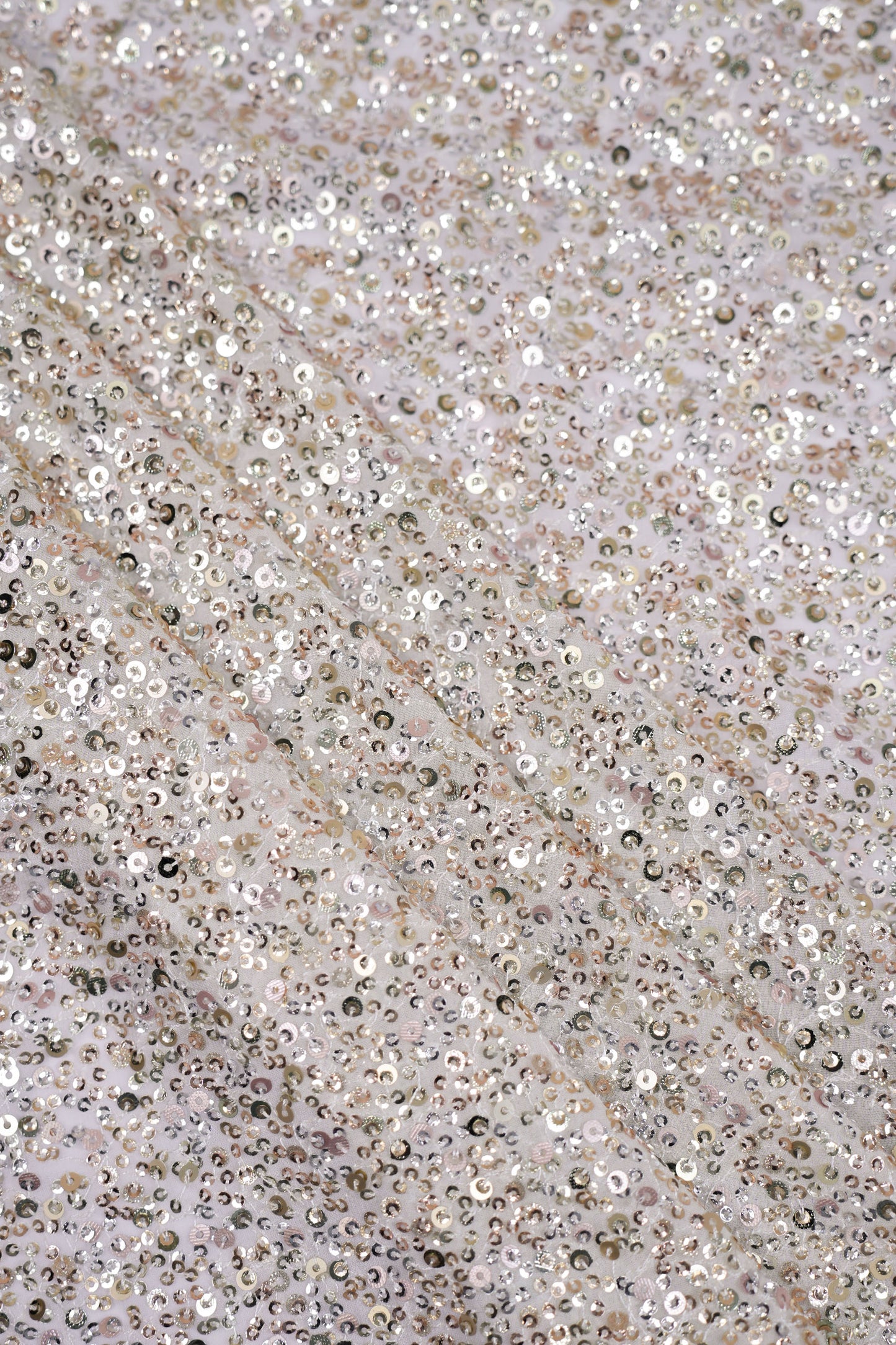 Midnight Spark Sequins Iridescent Viscose Georgette Fabric