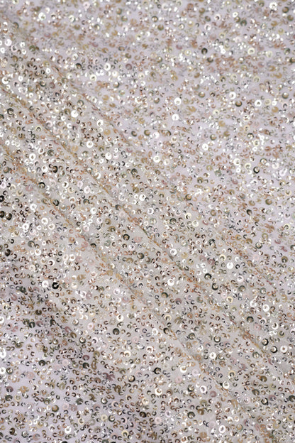 Midnight Spark Sequins Iridescent Viscose Georgette Fabric