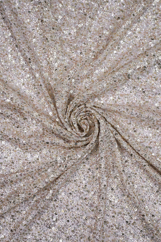 Midnight Spark Sequins Iridescent Viscose Georgette Fabric