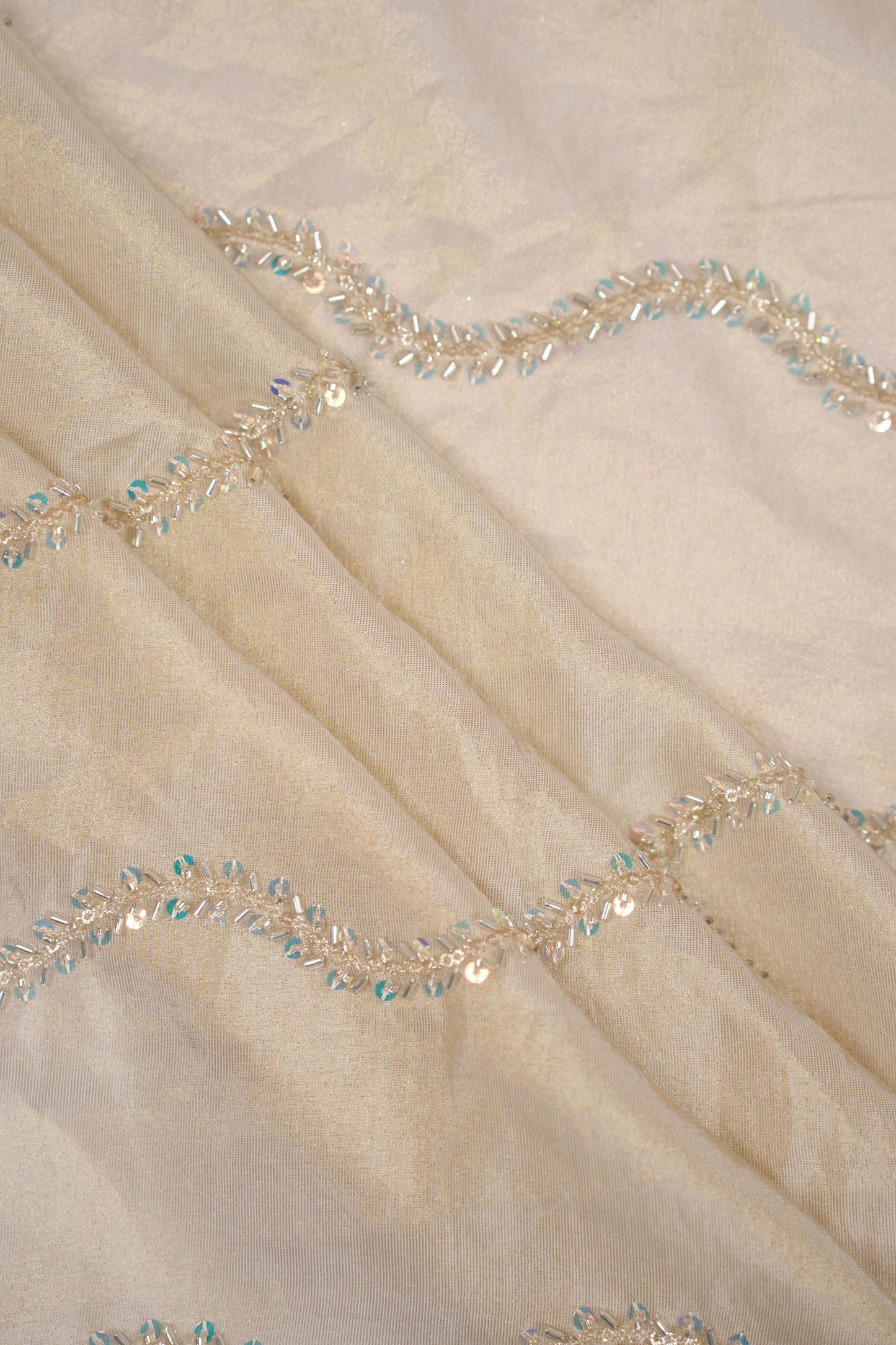 Waves of Elegance Iridescent Sequin Tissue Fabric