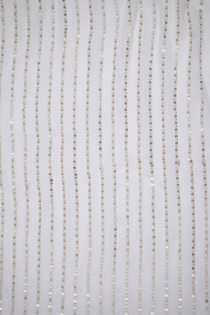 Golden Gleam Stripes Dual-Tone Sequin Viscose Georgette Fabric
