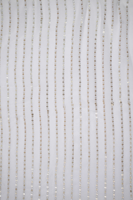 Golden Gleam Stripes Dual-Tone Sequin Viscose Georgette Fabric