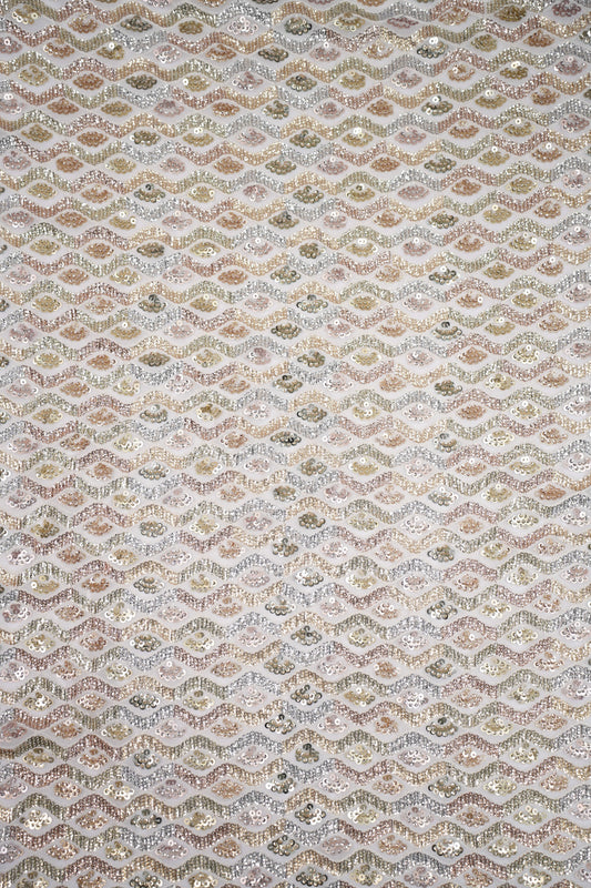 Regal Mosaic Sequins Multitone Geometric Viscose Georgette Fabric