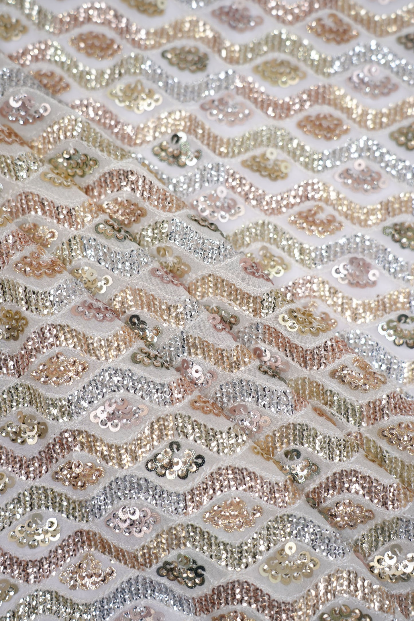Regal Mosaic Sequins Multitone Geometric Viscose Georgette Fabric