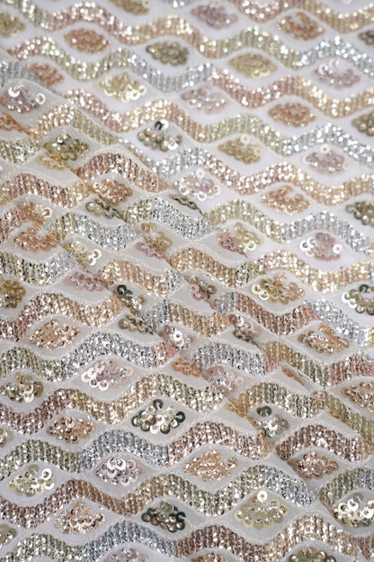 Regal Mosaic Sequins Multitone Geometric Viscose Georgette Fabric