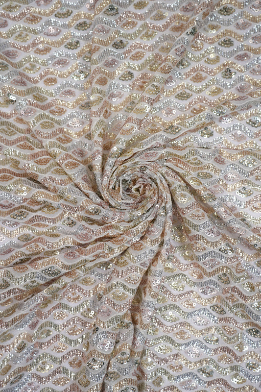 Regal Mosaic Sequins Multitone Geometric Viscose Georgette Fabric