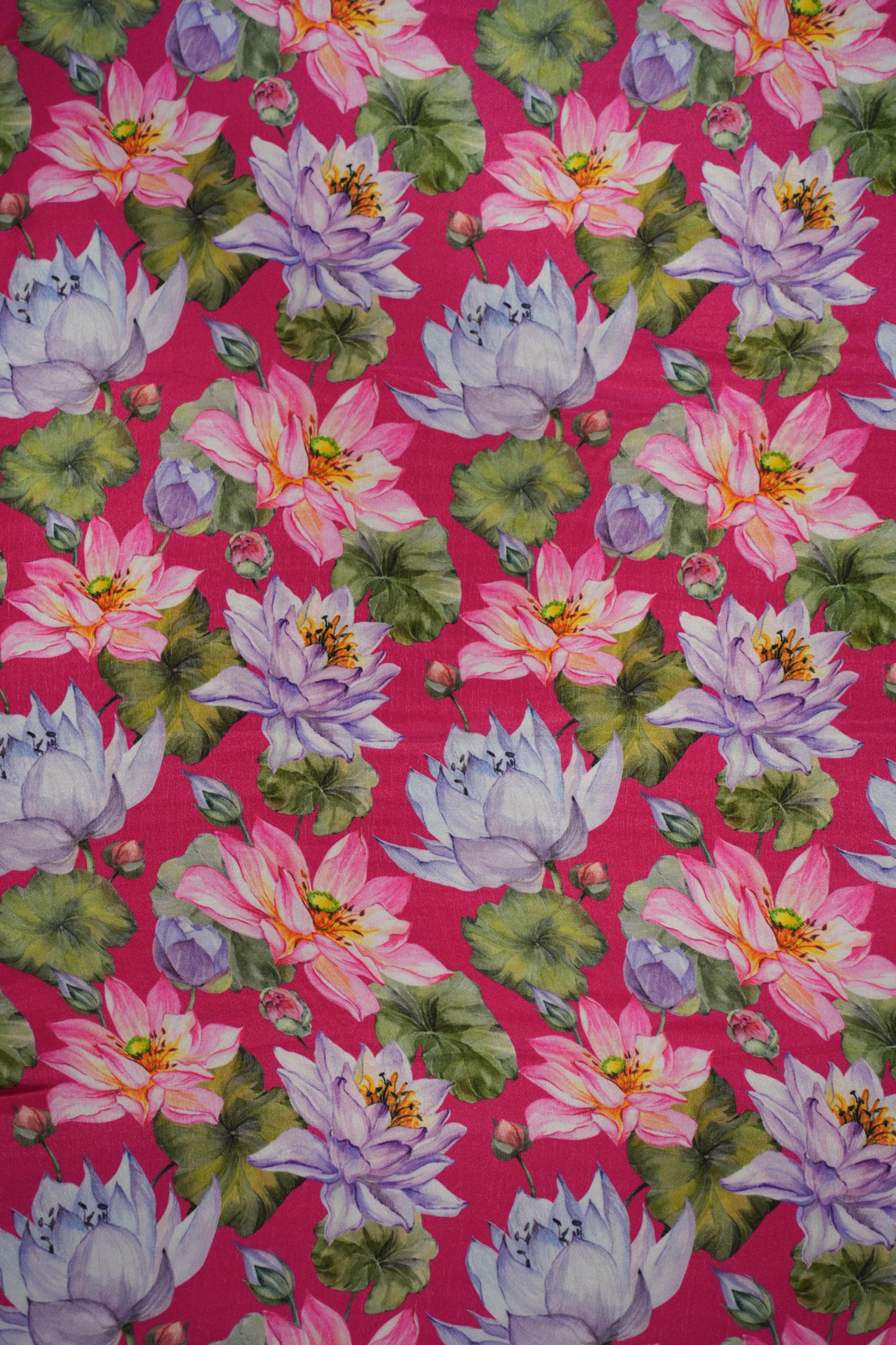 Fuchsia Lotus Crepe Silk Fabric