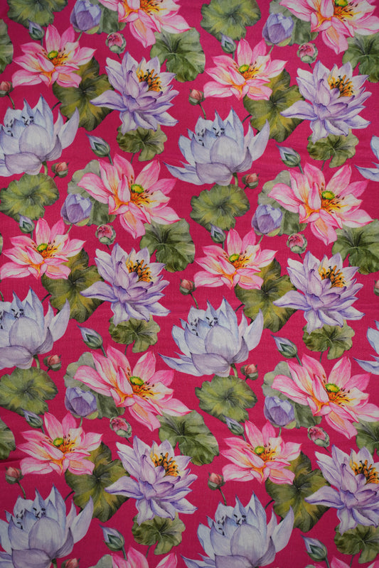 Fuchsia Lotus Crepe Silk Fabric