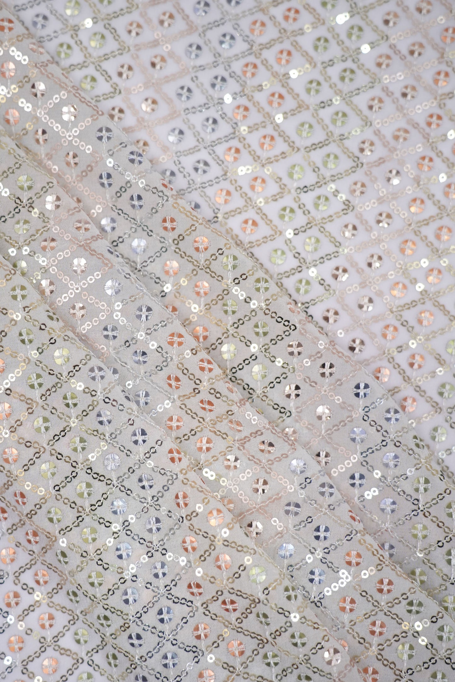 Starlight Geometry Sequin Viscose Georgette Fabric