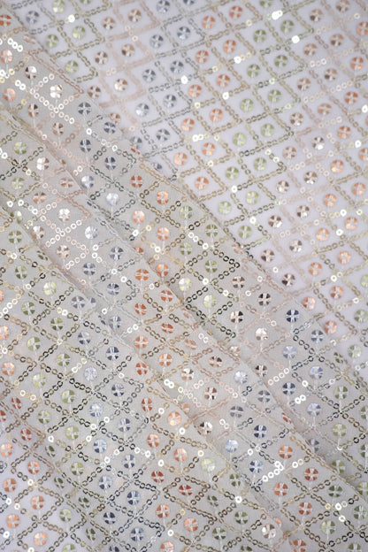 Starlight Geometry Sequin Viscose Georgette Fabric