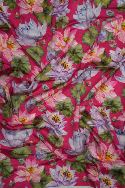 Fuchsia Lotus Crepe Silk Fabric