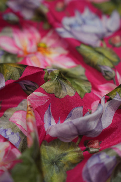 Fuchsia Lotus Crepe Silk Fabric