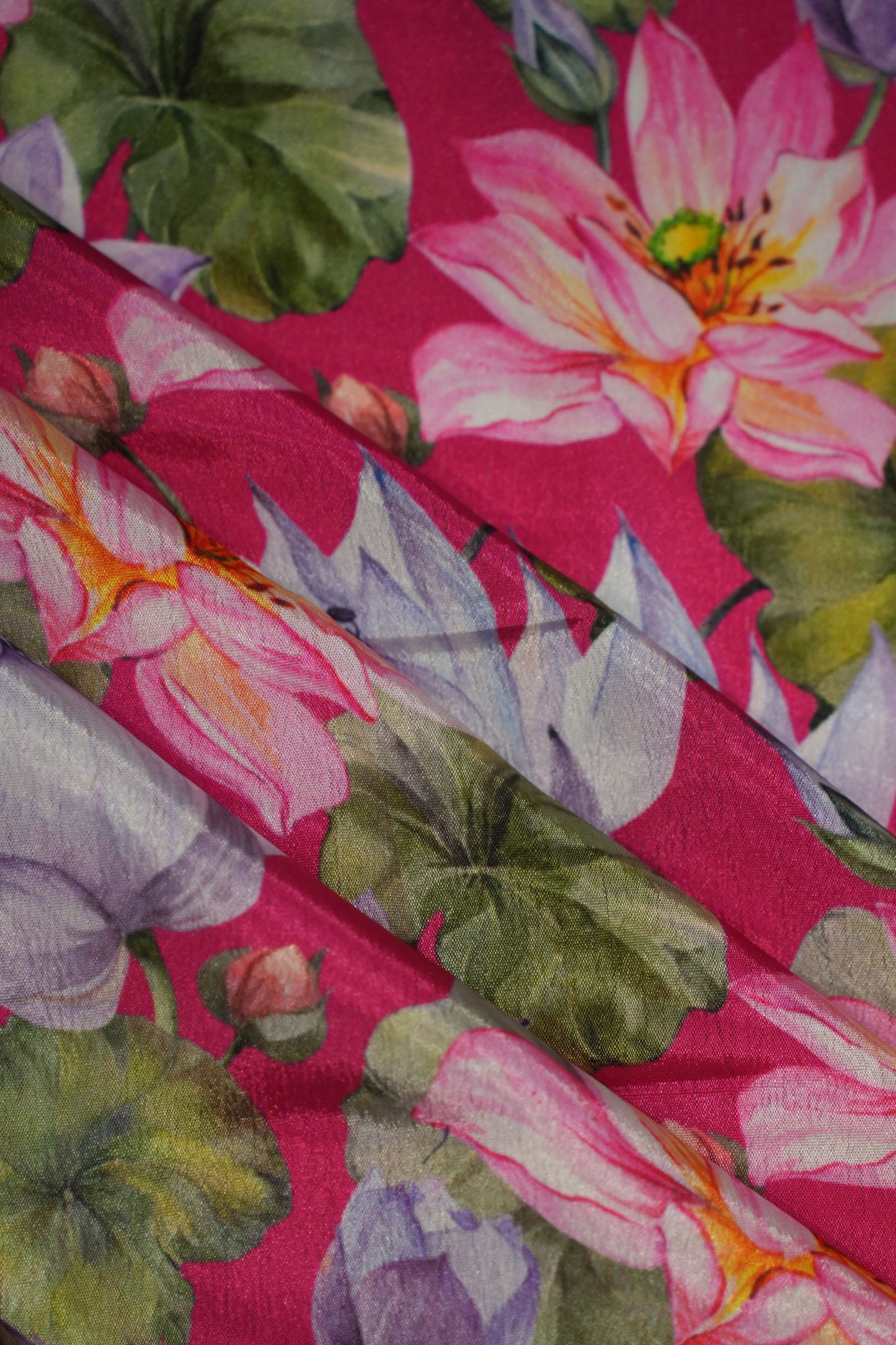 Fuchsia Lotus Crepe Silk Fabric