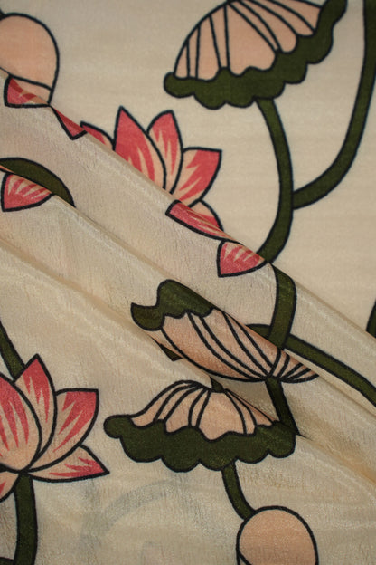 Sage Lotus Crepe Silk Fabric