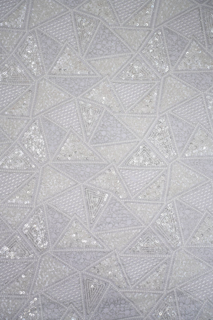 Starlit Prism Weave Embroidered Viscose Georgette Fabric