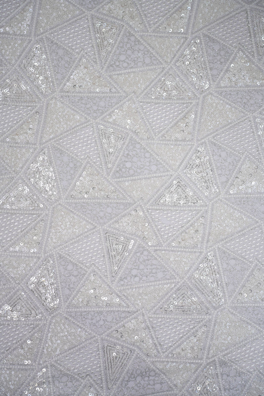 Starlit Prism Weave Embroidered Viscose Georgette Fabric