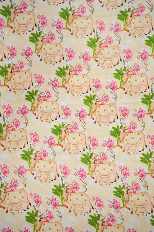 Serene Kamdhenu Lotus Crepe Silk Fabric