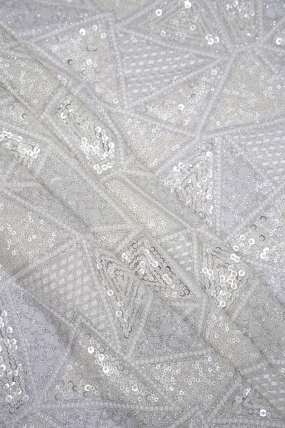Starlit Prism Weave Embroidered Viscose Georgette Fabric