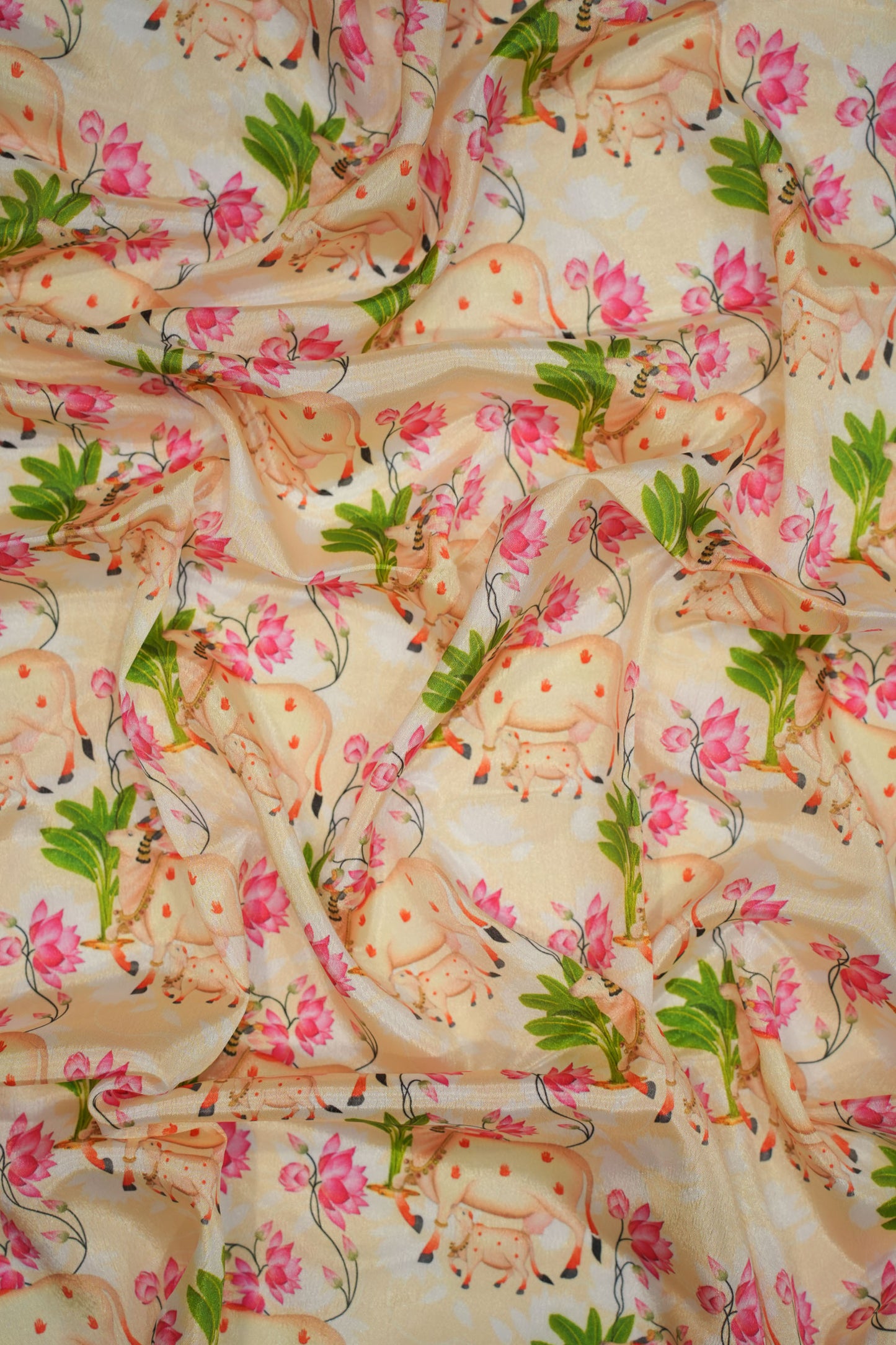 Serene Kamdhenu Lotus Crepe Silk Fabric