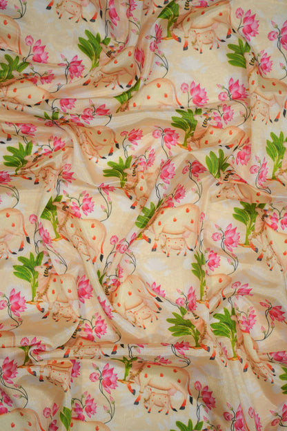 Serene Kamdhenu Lotus Crepe Silk Fabric